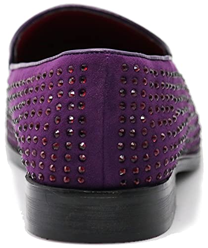 Image of SPK26 Men's Vintage Velvet Rhinestone Designer Dress Loafers Slip On Shoes Classic Tuxedo Dress Shoes