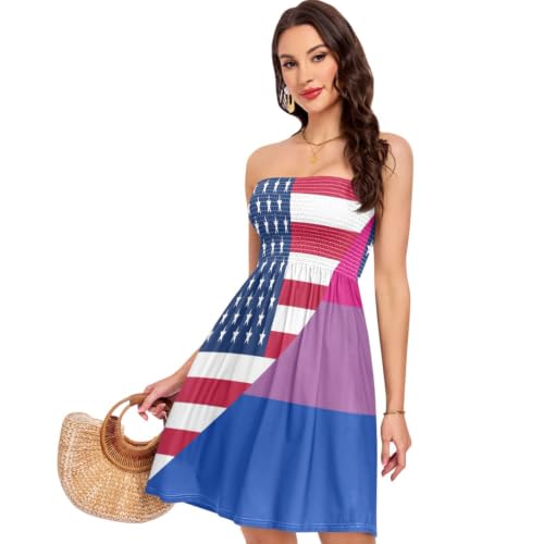 Robe extensible Bisexuel Pride motif drapeau USA au tissu léger et confortable