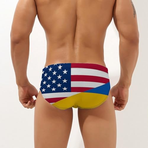 U.S. Ukraine Flag Mens Swim Briefs Sexy Bikini Swimwear Bathing Suits Trunks2