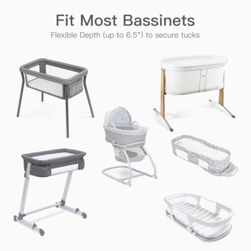 Image of Organic Baby Bassinet Sheets 2 Pack 33 inchx17 inch 100% Muslin Cotton for Baby Girl Boy, Soft Fitted Mattress Pad Cover Compatible with Halo BassiNest Swivel Sleeper, Graco, Baby Delight, Chicco, Angelbliss
