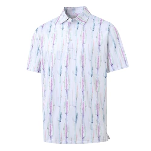 Image of Golf Shirts for Men Dry Fit Short Sleeve Print Performance Moisture Wicking Polo Shirt