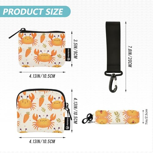 linqin Cute Carrot Orange Crabs Women's Change Wallet Card Cases Mini Fashion Card Wallet Money Organizer with Zipper Pocket for Men Women 2 Packs4