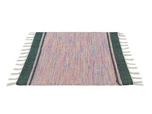 Image of MDZ Hand Woven Cotton Modern Assorted Border Rug | Size: 16 inchx24 inch Inch or 40x60 cm | Color: Assorted Multi | Machine Washable | Eco Friendly | Multi Uses (Combo of 10 Pcs.)