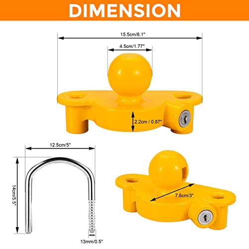 Topshine Trailer Hitch Lock Universal Ball Tow Coupler Security Lock Anti-Theft Fits 1-7/8", 2", And 2-5/16" Couplers, Heavy Duty Steel For Towing Trailers Caravans, Yellow #TOP1