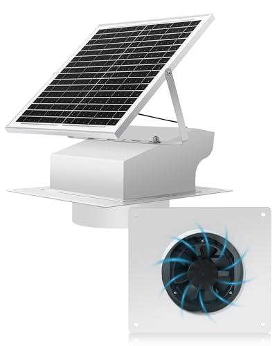 25W Solar Powered Roof Vent Fan with 8 Inch Removable Roof Vents,...