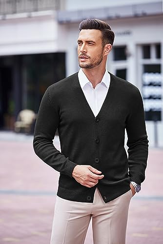 COOFANDY Men's V Neck Cardigan Sweater Casual Lightweight Button Down Knitted Cardigan Sweater3