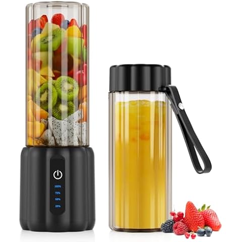 COKUNST Portable Blender, Small Blender for Smoothies & Shakes, 17 OZ Personal Blender with 6 Blades & Power Display, USB-C Rechargeable Mini Mixer Travel Blender with Extra Lid for Kitchen Office Gym Cover