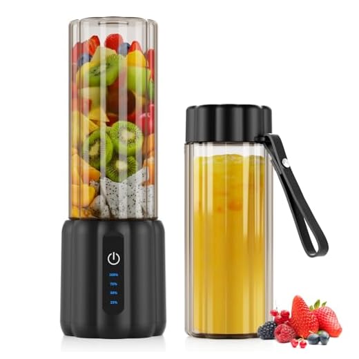 COKUNST Portable Blender - Small Smoothie & Shake Maker, 17 Oz (500ml) Personal Blender with 6 Blades, USB-C Rechargeable Mini Mixer with Extra Lid for Travel, Office, Gym