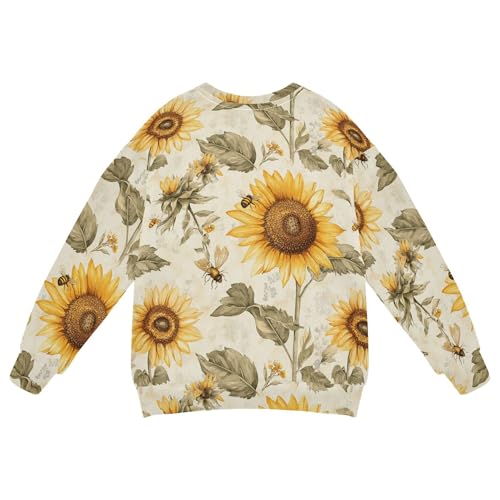 JUNZAN Aesthetic Sunflower Neutral Big Boys Pullover Hoodie Crewneck Sweatshirts for Boys Sports 4T2