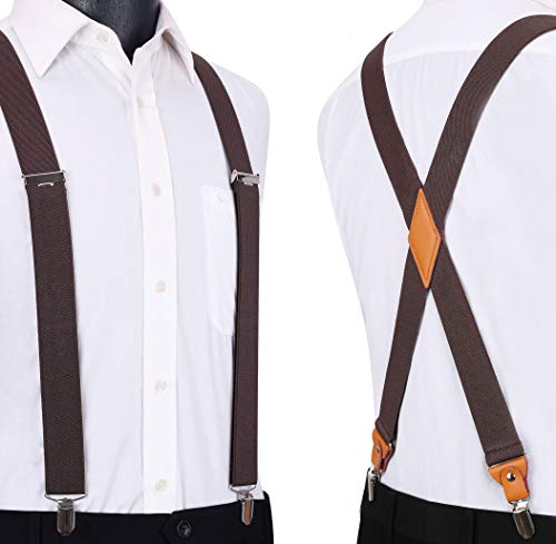 Image of HISDERN Bow Tie and Suspenders for Men Elastic X-Back Suspender and Bowtie Set Adjustable Braces for Wedding Tuxedo