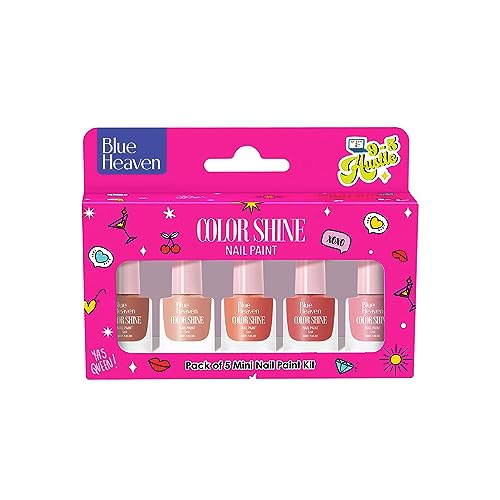 Blue Heaven Color Shine Nail Polish Set for Women | Pack of 5| Glossy Finish | Quick Drying | Long Lasting Nail Polish for Women | Chip Free Nail Paint | Gift Set for Women|9 to 5 Hustle, 25ml