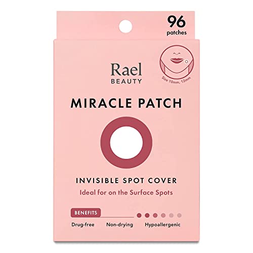 Rael Acne Pimple Healing Patch - Copertura assorbente, invisibile, macchia di imperfezioni, idrocolloide, trattamento della pelle, adesivi per il viso (96 conteggio)