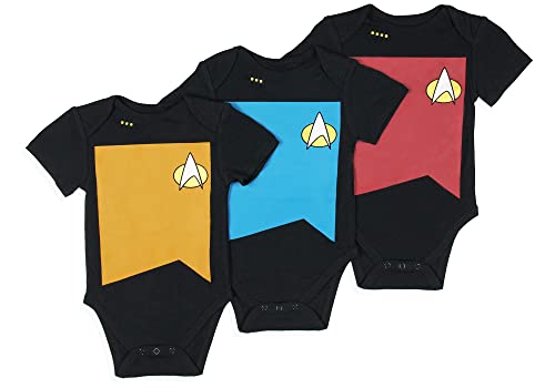Image of Star Trek: The Next Generation Infant Boys' Primary Colors Crew Uniform Red Gold Blue Sleeper 3 Pack Sleep Pajama
