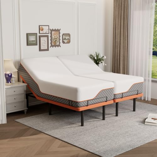 Image of ESHINE Split King Adjustable Bed Frame with 14 inch Mattress, Zero Gravity | Memory Foam Hybrid Mattress(Medium Soft), 5 Minutes Installation, Wireless Remote Control, Head and Foot Incline, 2000 Series