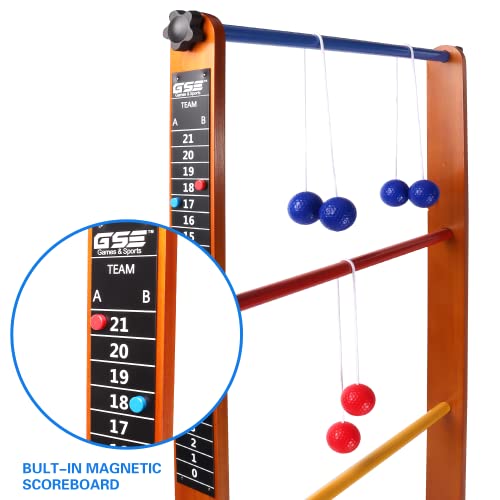 Gse Premium Solid Wood Ladder Ball Toss Game Set With Ladder Ball Bolas & Carrying Case #TOP2
