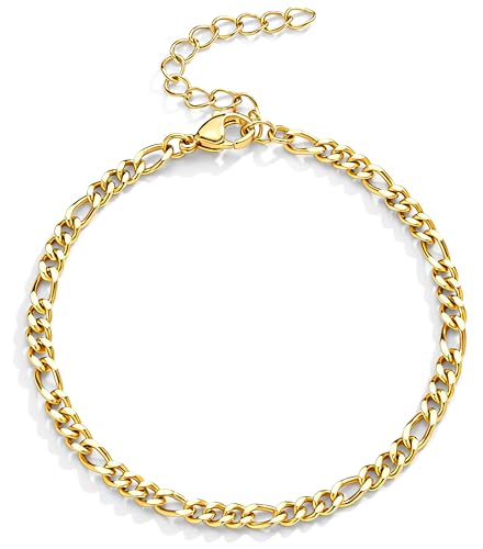 Image of Extra Large Anklets for Women Waterproof, 14K Gold Plated Stack Anklets for Women Plus Size, 10 inch+2 inch Non Tarnish Large Ankle Bracelets for Women, Summer Big Ankles Set, Beach Bikini Vacation Jewelry