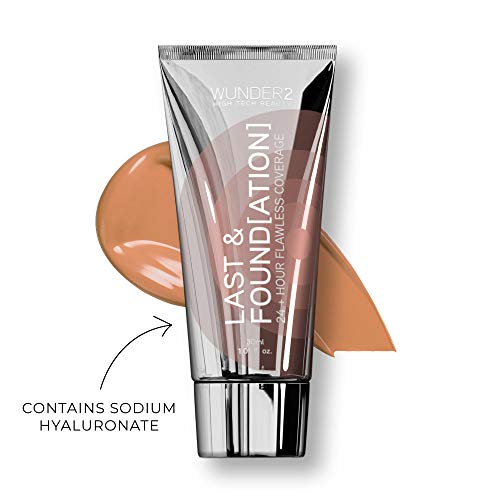 Wunder2 Last Foundation Makeup 24+ Hour Liquid Full Coverage Waterproof With Hyaluronic Acid, Caramel Color #TOP6