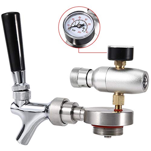 GOTOTOP Grifo de Barril de Cerveza, Juego de dispensador de Grifo de Lanza de Cerveza de Acero Inoxidable para Mini Barril de Cerveza de 2L/3.6L/4L