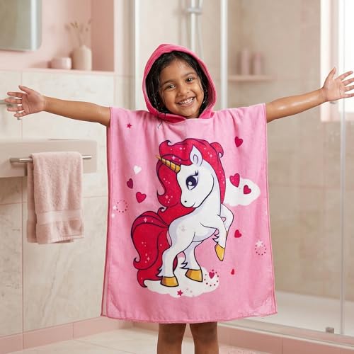 Famyo® Poncho Hooded Towel for Kids 1–7 Years | Quick Dry Kids Towel | Soft Lightweight Baby Wrap for Beach | 60 X 60Cm Toddler Pool Towel for Boys & 