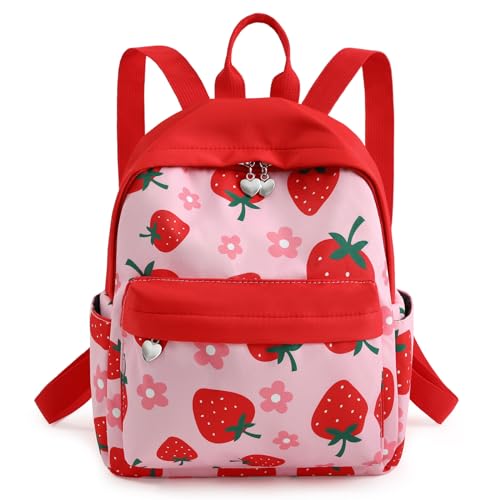 Unineovo Linda Mochilinha Feminina, Sacochila de Morango para Mulheres e Meninas, Leve, Casual, Mochila Pequena para Meninas, Compras, Viagens, Vermelho