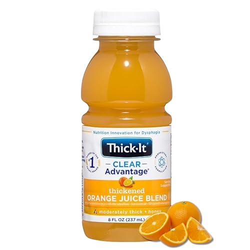 Thick-It Clear Advantage Moderately Thick Orange Juice, Honey Consistency, Ready-to-Drink, Digestible Swallowing Aid, Hydration on the Go, Convenient & Ready-to-Use, 8 oz Bottle (24 Pack)