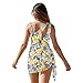 Cndexd Girls One Piece Lemon Bathing Suits Set with Mesh Cover Up One Shoulder Adjustable Straps Fashion Cutout Bathing Suit Summer Beach Vacation Swimwear