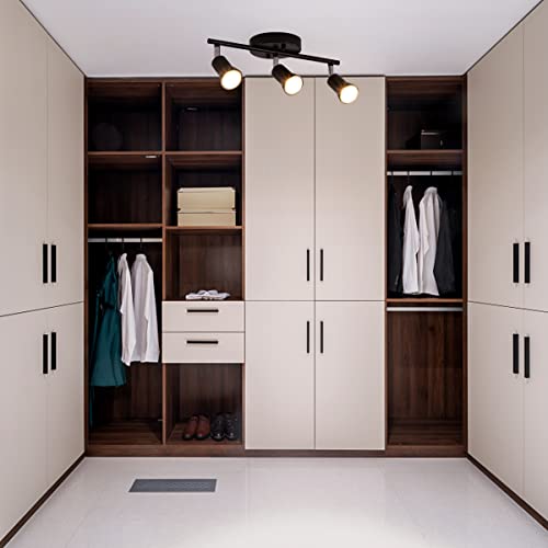 Gladfresit 3-Lights Track Lighting Kit, Ceiling Light, Flexibly Rotatable Black Lamp Holder Track Light For Bathroom Kitchen Living Room Loft (Bulbs Not Included) #TOP6