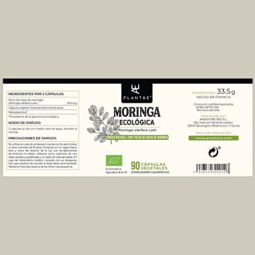 MORINGA BIO *Plantae* 90 cápsulas vegetales * Concentrado de nutrientes * Superalimento + Ecológica + Energía *