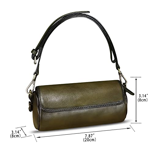 Genuine Leather Satchel For Women Vintage Purse Handmade Handbag Retro Crossbody Bag (Green) #TOP3