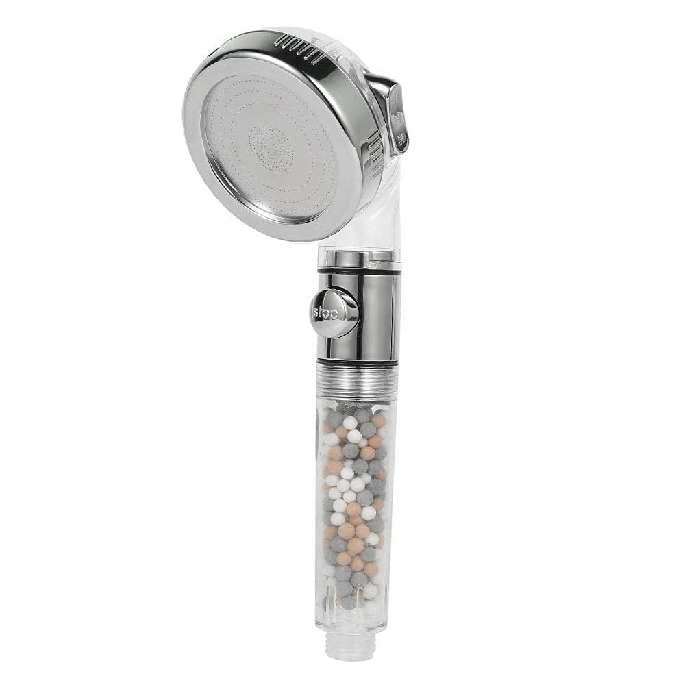Cabezal de Ducha con Bolas de Filtro de Repuesto, Cabezal de Ducha de SPA con botón de Parada, Cabezal de Ducha Ajustable de 3 Modos, Cabezal de Ducha de Alta presión