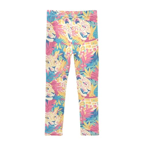KLL Bright Colors Leopard Pattern Toddler Baby Girl Cotton Pants Soft Full Length Dance Pants Sports2