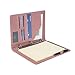 Geslun Vegan Leather 3 Ring Binder, 8.5 x 11 Letter Size Folio with Pen Holder, Soft Notebook Portfolio Cover, Slim Notepad Padfolio Thin File Organizer for Work Executive Meeting, Pink