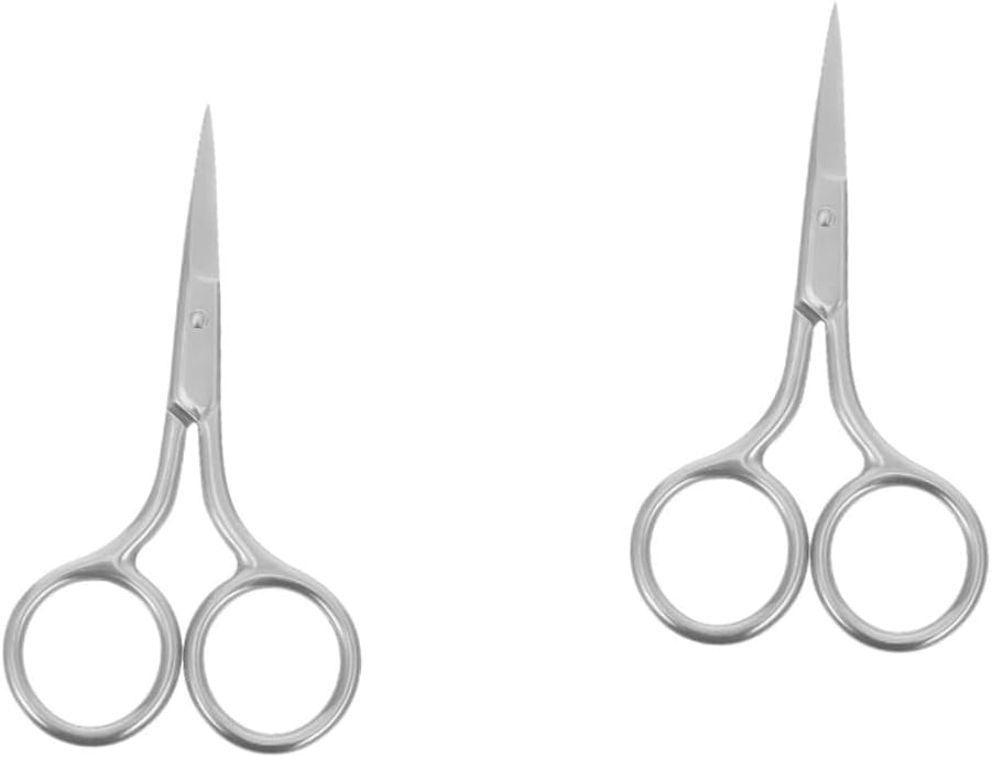 2pcs Convenient Compact Beauty Scissors for Eyebrow Nose Hair and Facial Grooming Reusable Multi-function Tool for