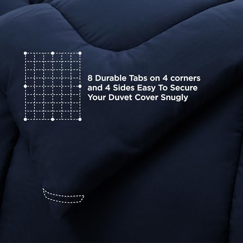 Image of Bedsure Comforter Duvet Insert - Quilted Comforters Twin Size, All Season Duvet, GentleSoft Down Alternative Bedding Blanket, with 8 Tabs, Gifts for Women /Men, Navy Blue, Twin 88 x 68 Inches
