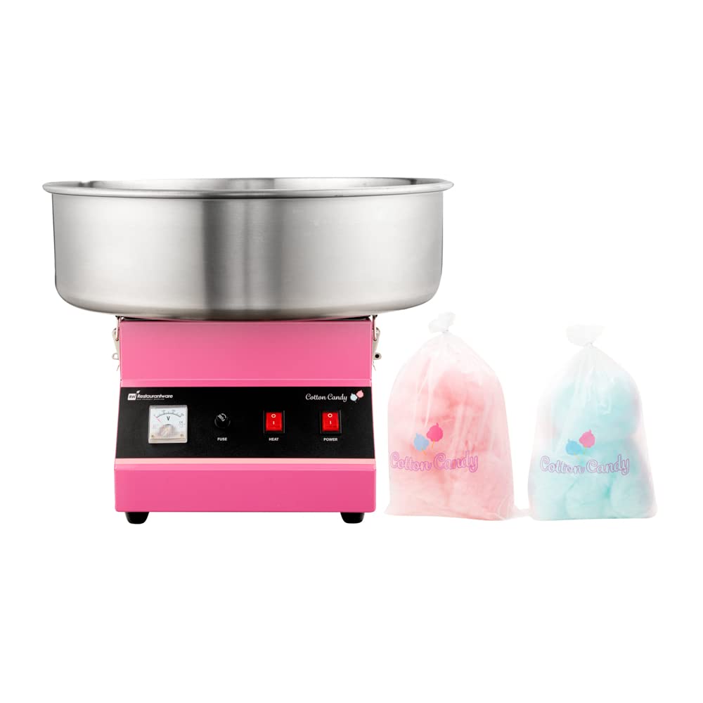 Restaurantware Hi Tek 21 Inch Cotton Candy Machine 1 Birthday Party and Carnival Candy Floss Maker - Produces 80 Cones Per Hour 110V Stainless Steel Sugar Cotton Machine 1080W