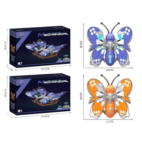 Image of Mechanical Butterfly Remote Control Drone, Flying Toy with LED Lights, Rechargeable Battery, Blue, for Age 8 and Above, Pack of 1