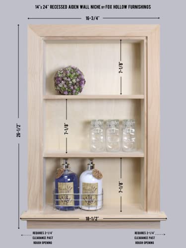 Image of 14x24 Aiden Recessed Wall Niche Medicine Cabinet Replacement, in The Wall Bathroom Cabinet Insert Shelf /Shelves, Made in North America, Real Wood, NO MDF, Plain, Unfinished