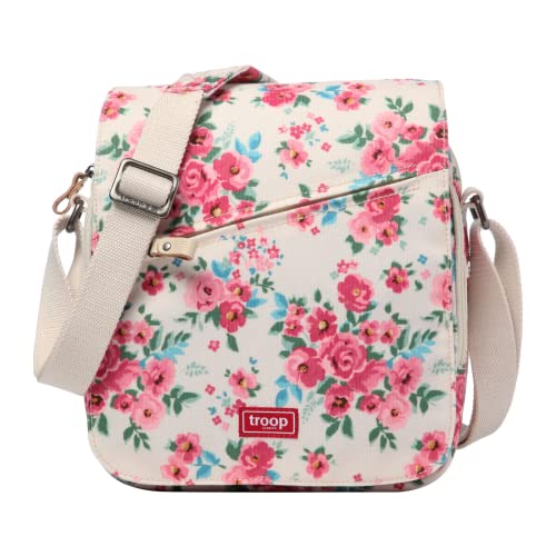 TRP0238 Troop Londres Bolsa de lona clásica a través del cuerpo, beige/floral, Medium Cover