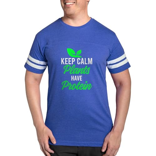 CafePress Plants Have Protein Vegan Vegetarian Vegan T Shirt Men's Football T-Shirt Royal Blue