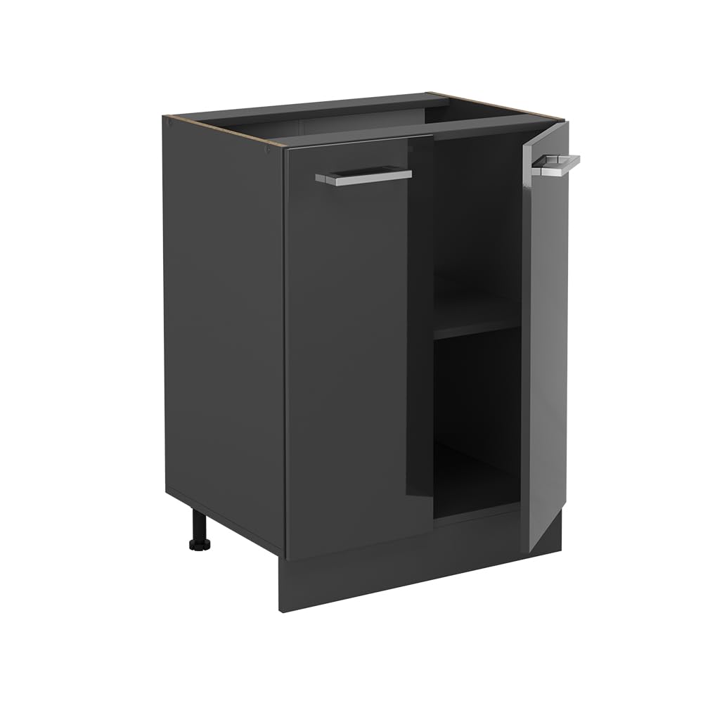 Vicco Meuble Bas de Cuisine R-Line, Anthracite Haute Brillance, 60cm sans PT, pour Une Combinaison Libre au Sein de systèmes de Cuisine modulaires