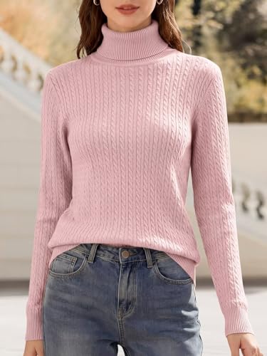 Image of ANFTFH Womens Turtleneck Sweater 2025 Ribbed Knit Top Pullover Sweaters