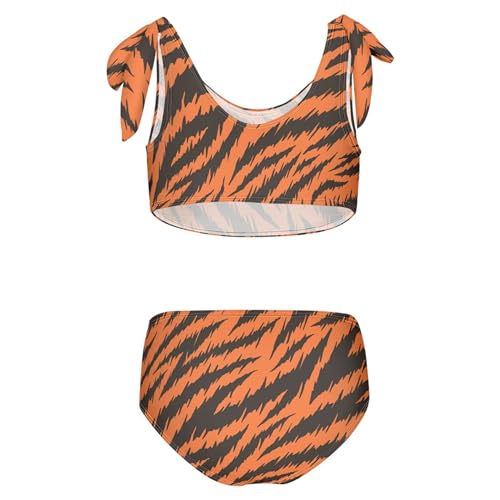 Girls Tankini Swimsuit Bathing Suit Two Piece Bikini Summer Beach Swimwear with Adjustable Strap 3-12 Years Leopard Cheetah2