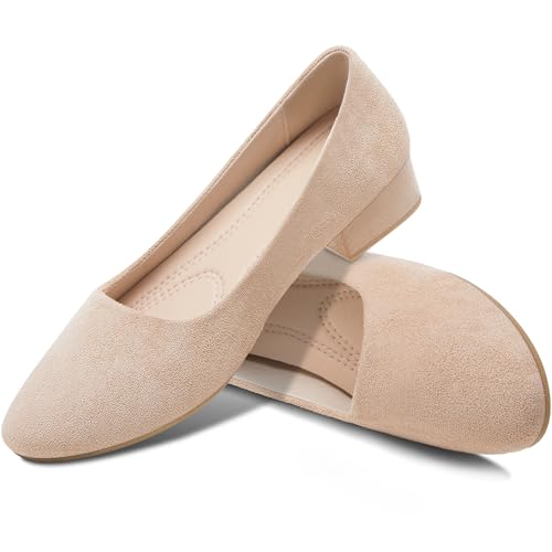 AISFAES Women’s Beige Low Chunky Heels US9