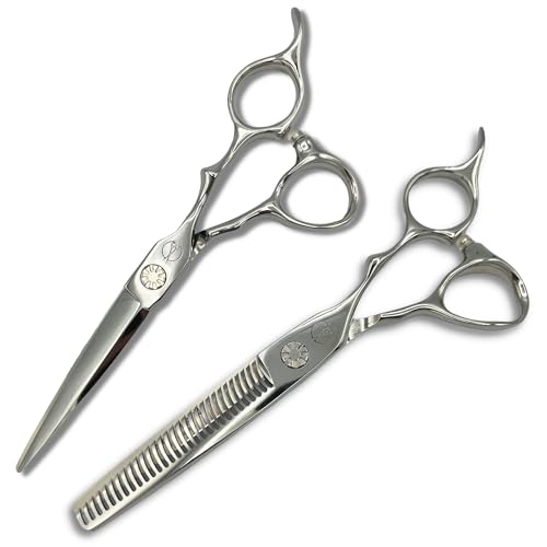 Shihan Shears Set of Professional Hair Cutting Scissors in VG-10 Japan Steel - Includes Hair Cutting Scissors, Thinning Shears and Leather Case - Heritage for Pro's (5.5 Inch)