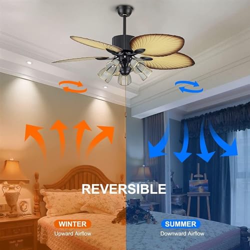 Ventilateur de plafond tropical pour salon colonial avec télécommande - 4