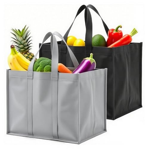 2 Bolsas de Compras Reutilizables Negras Bolsas Plegables