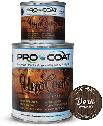 UnoCoat Hardwax Uroil with Activator - Made in USA, Advanced Wood Grain Treatment for Indoor Applications, Urethane-Modified Hard Wax Oil, for Any Wood Species-1 Pint (16oz / 473ml) - Dark Walnut
