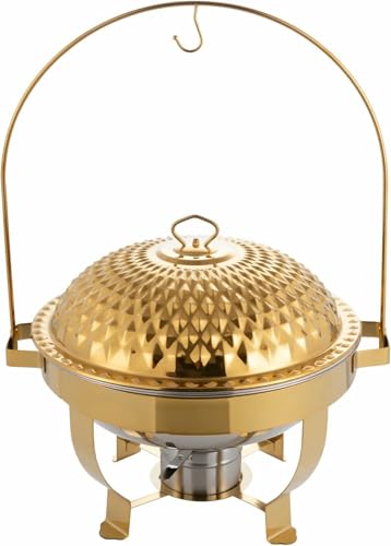 Chafing dish rond or et ensemble de buffet pour maintien au chaud élégant