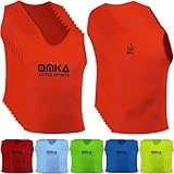 OMKA Trainingsshirt – Markierungsshirt für Mannschaftssportarten, Fußball, Jogging, Hockey, Handball für Männer, Kinder und Frauen – ideal für Teams 10er-Pack, Größe S– Farbe Orange