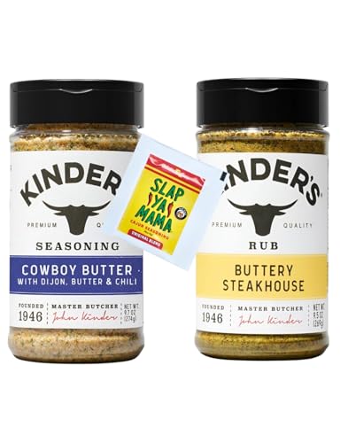 Kynder Buttery Steakhouse and Cowboy Butter Seasoning Set, 9.5 oz, with Slap Ya Mama Packet